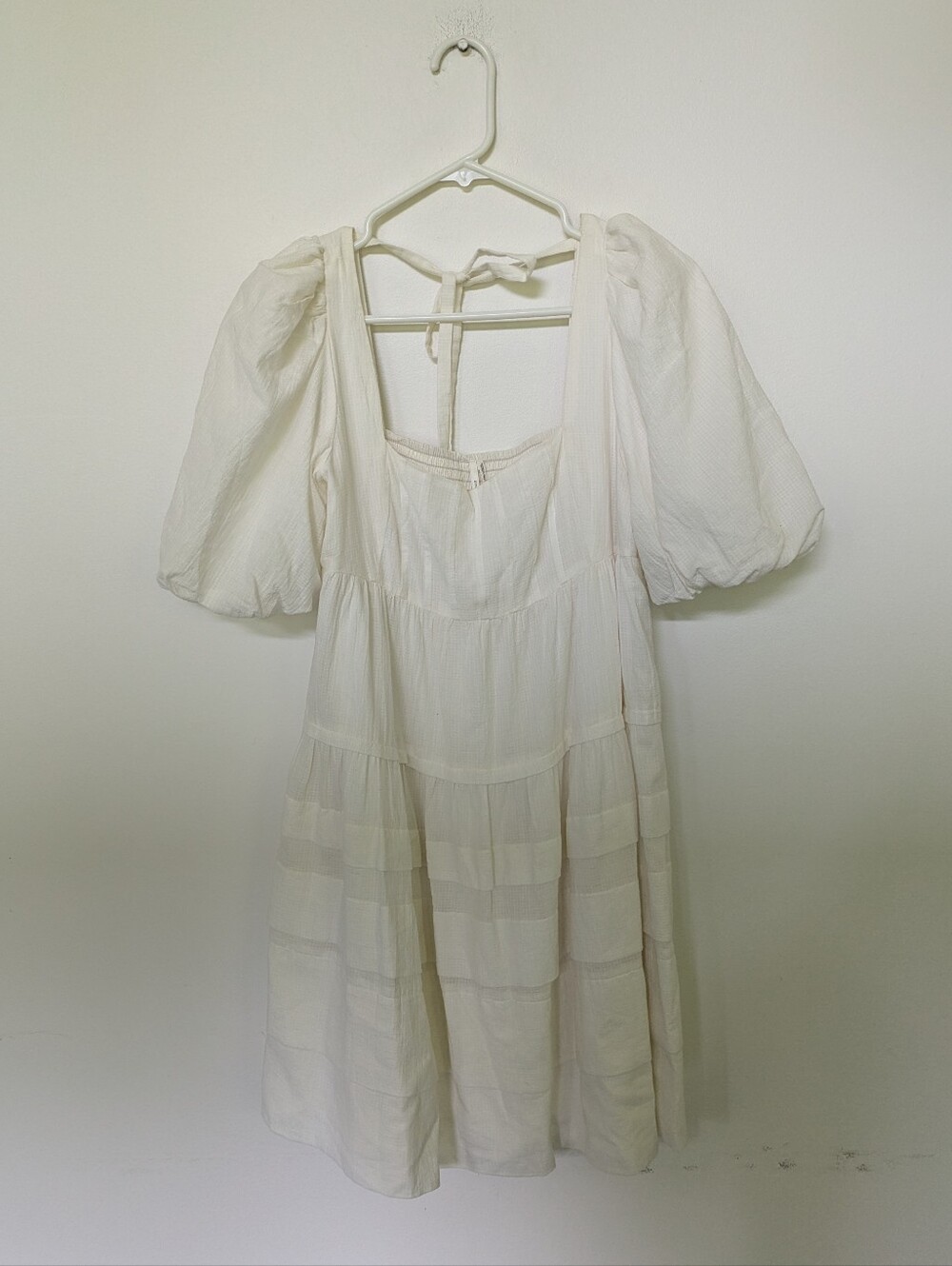 Anthropologie Square-Neck Puff-Sleeve Tiered Dress Small - Picture 3 of 9